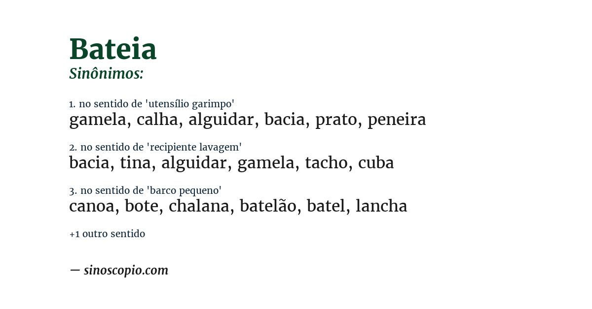 Sinônimo de bateia