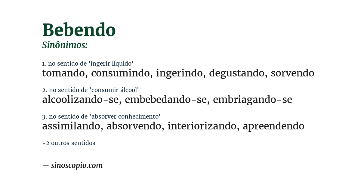 Sinônimo de bebendo