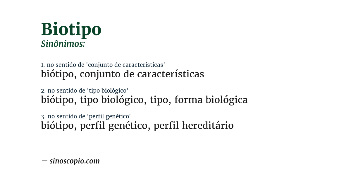 Sinônimo de biotipo