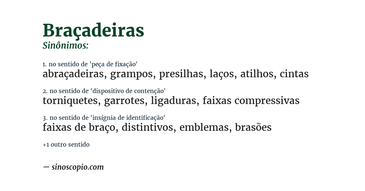 Sinônimo de braçadeiras