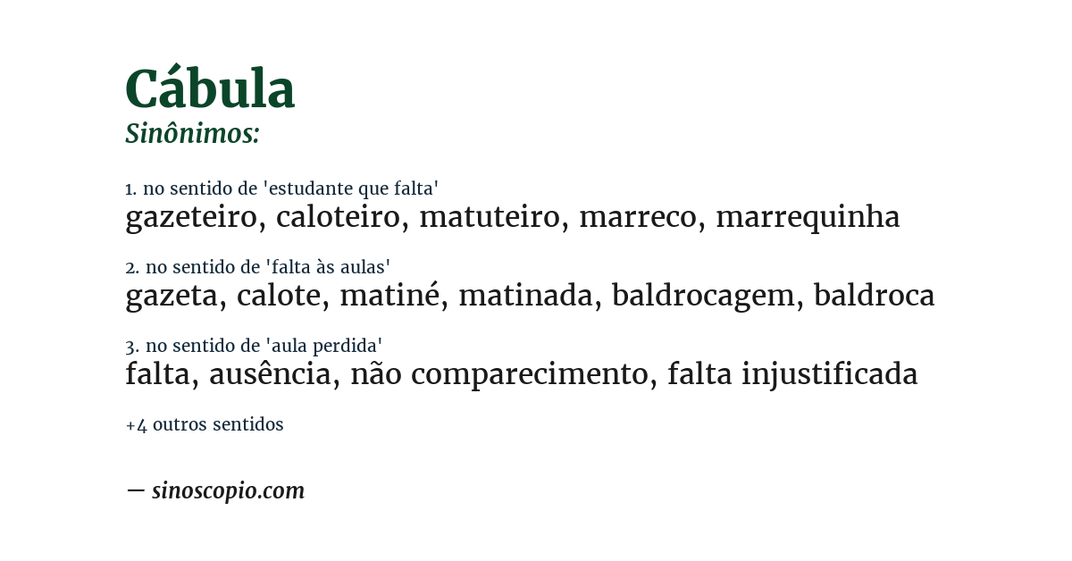 Sinônimo de cábula