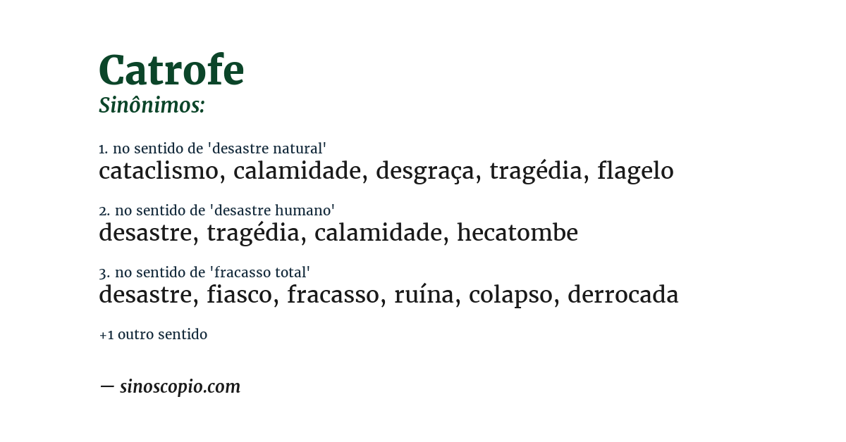 Sinônimo de catrofe