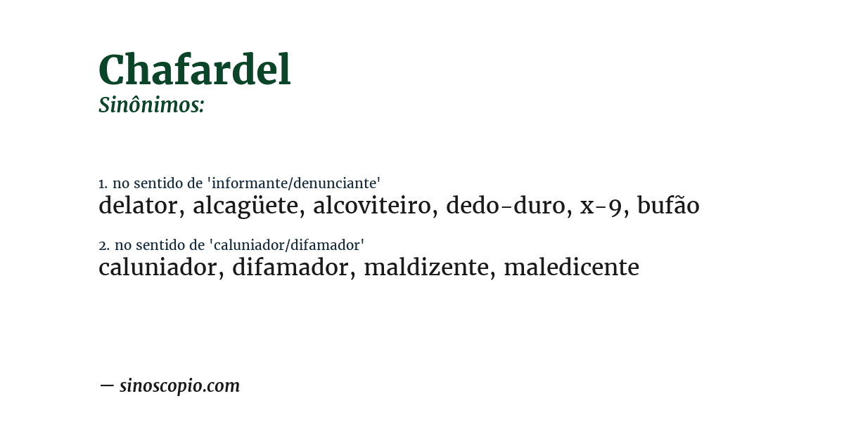 Sinônimo de chafardel