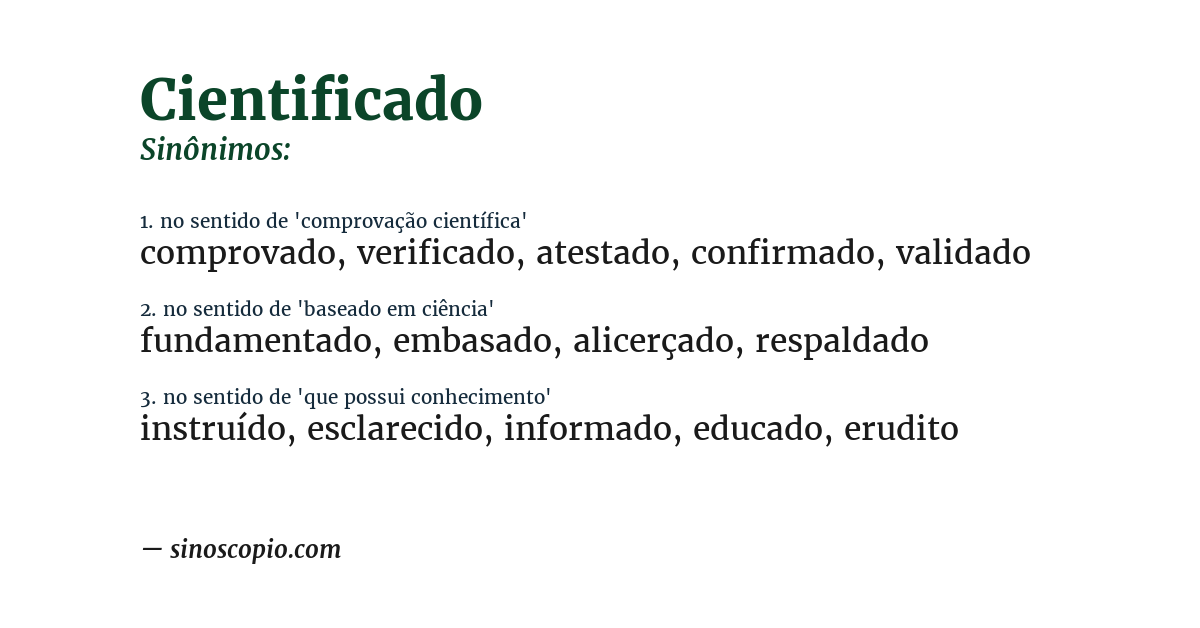 Sinônimo de cientificado