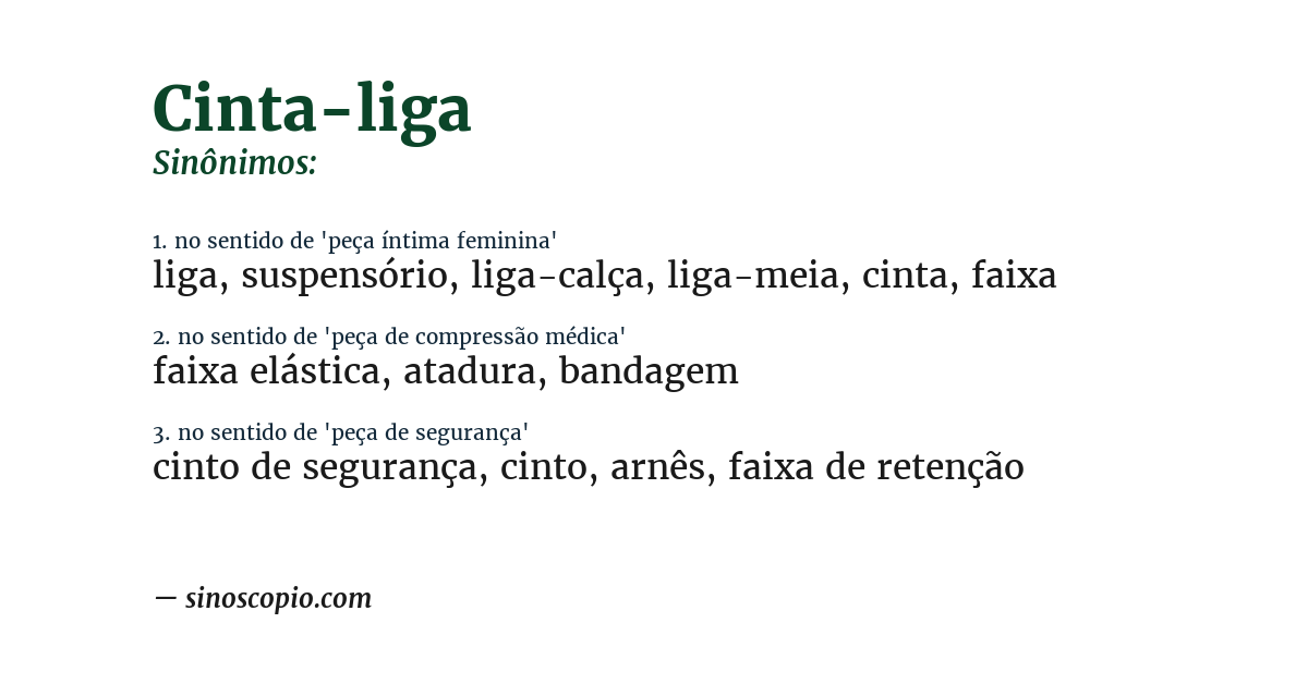 Sinônimo de cinta-liga