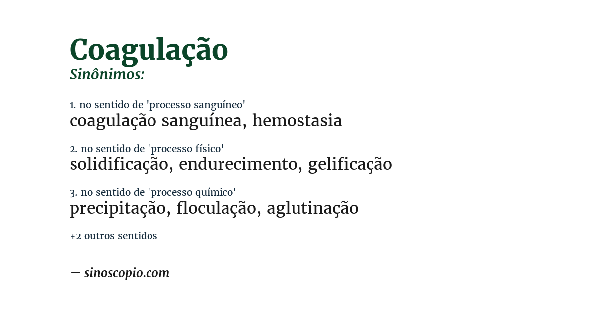 Sinônimo de coagulação