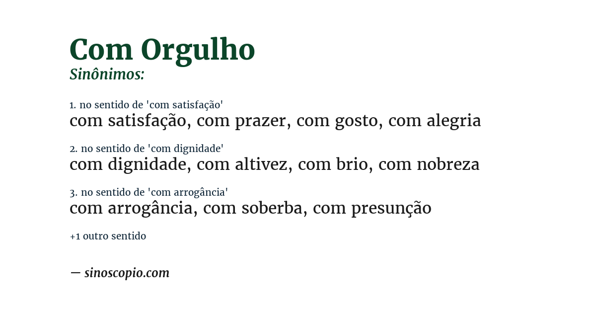 Sinônimo de com orgulho
