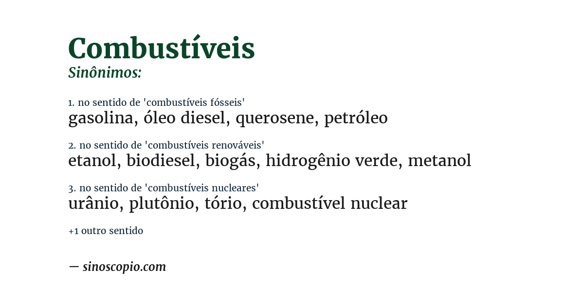 Sinônimo de combustíveis