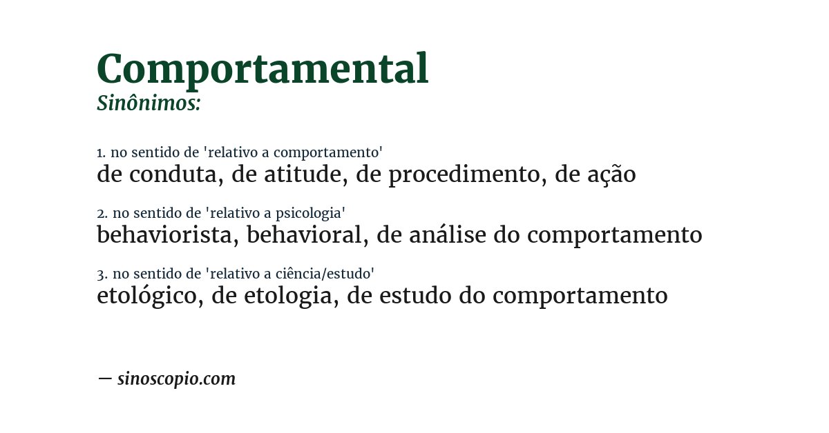 Sinônimo de comportamental