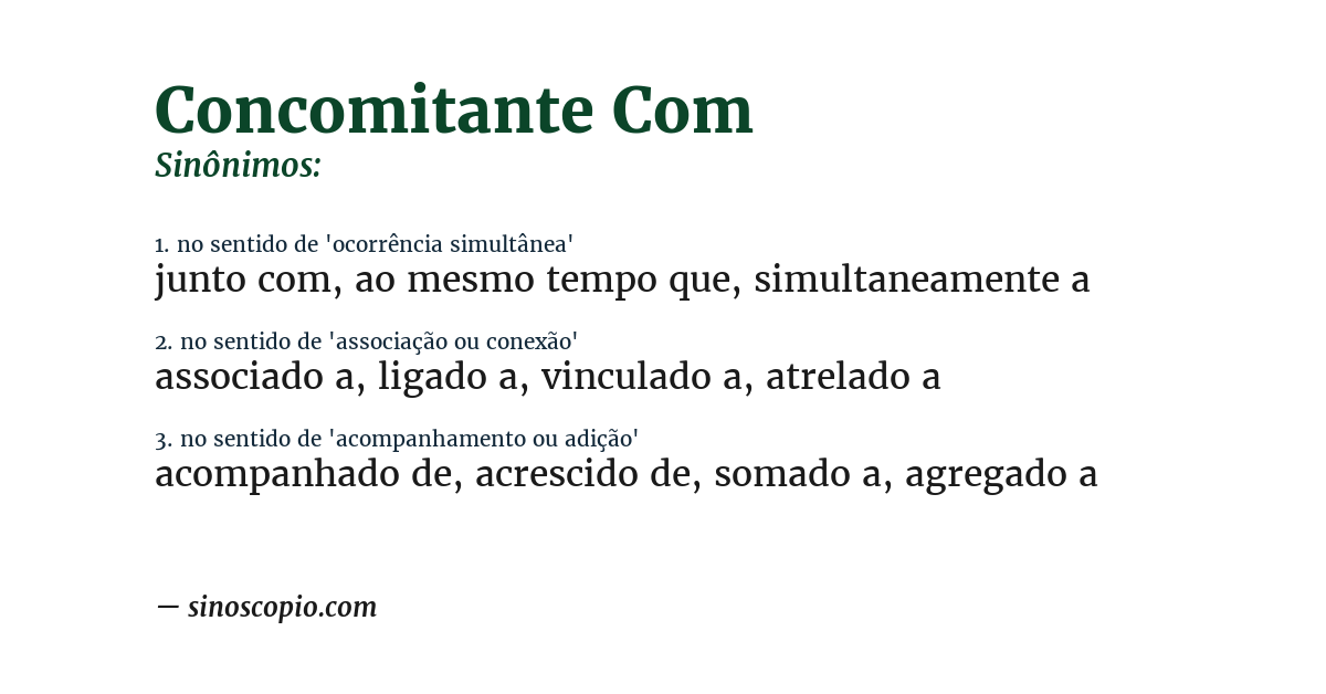 Sinônimo de concomitante com