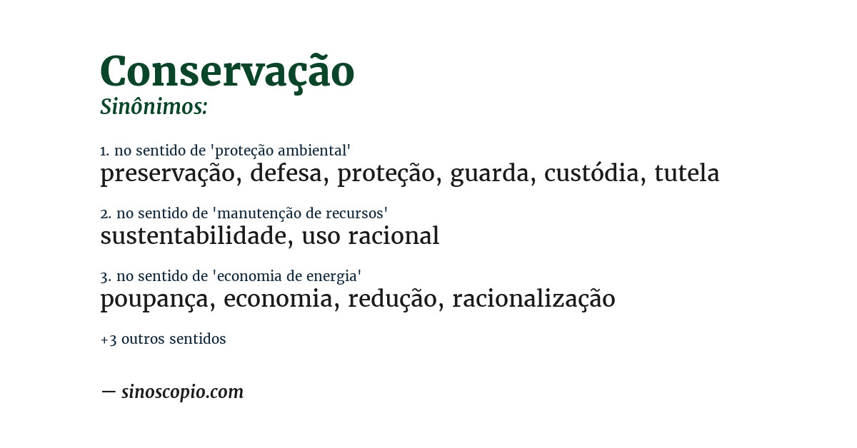 Sinônimo de conservação