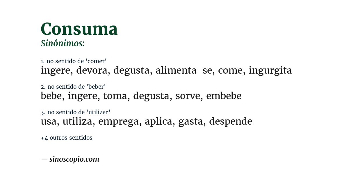 Sinônimo de consuma