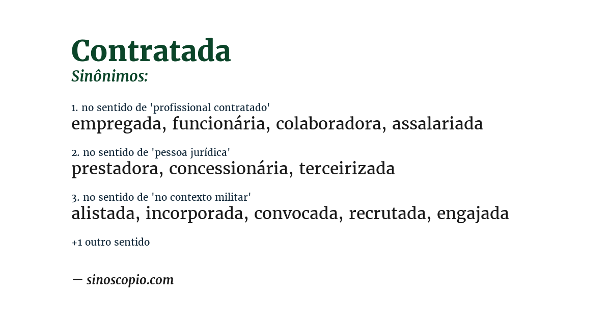 Sinônimo de contratada
