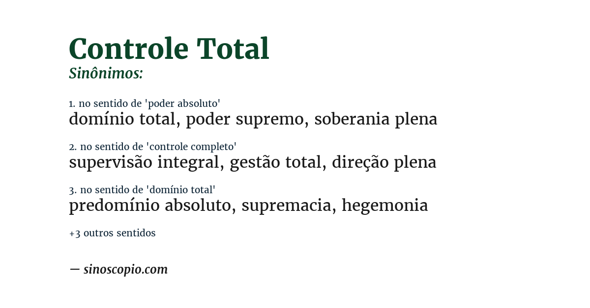 Sinônimo de controle total