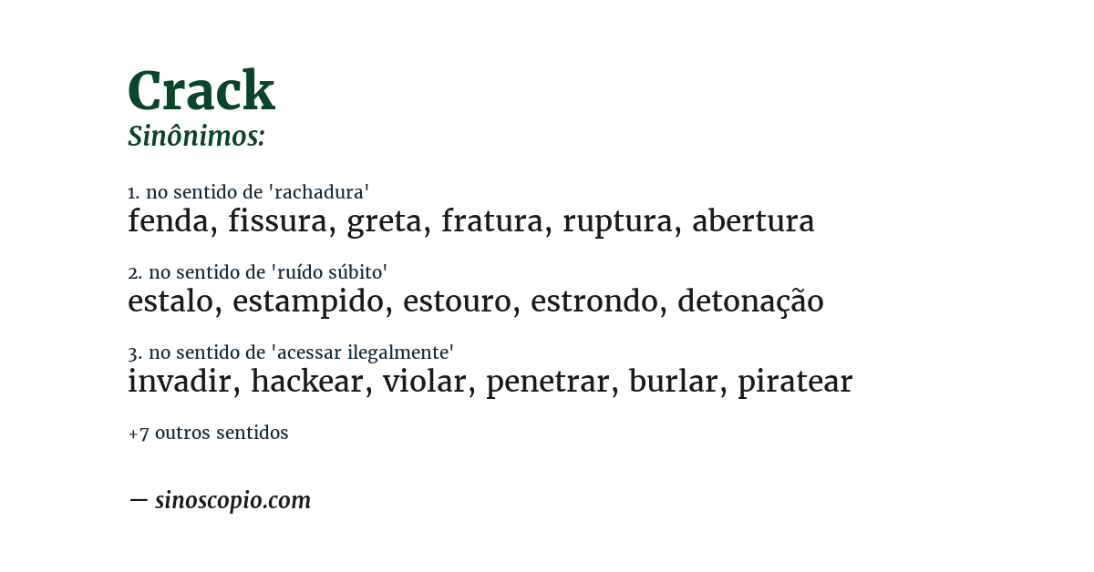 Sinônimo de crack