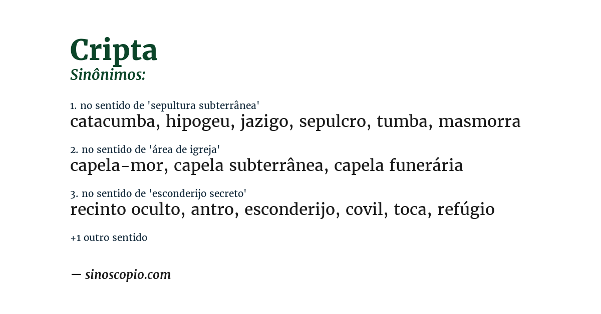 Sinônimo de cripta