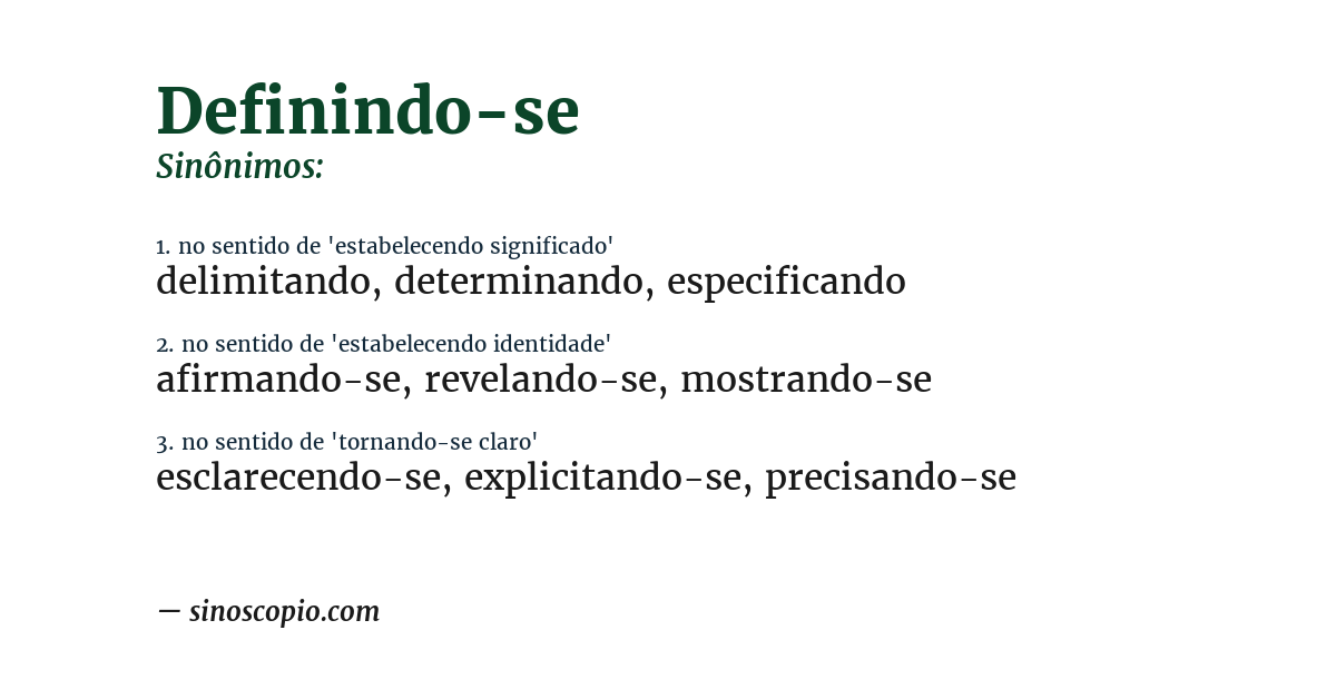 Sinônimo de definindo-se