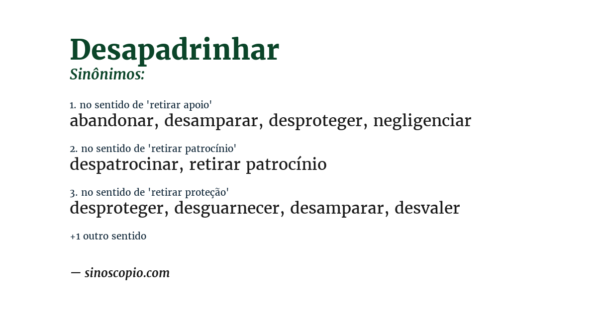 Sinônimo de desapadrinhar