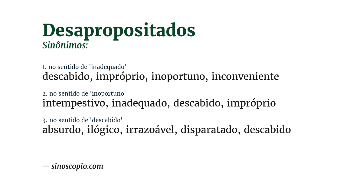 Sinônimo de desapropositados