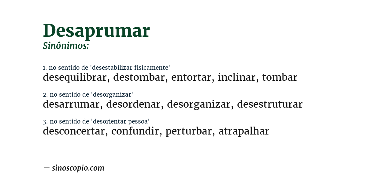 Sinônimo de desaprumar