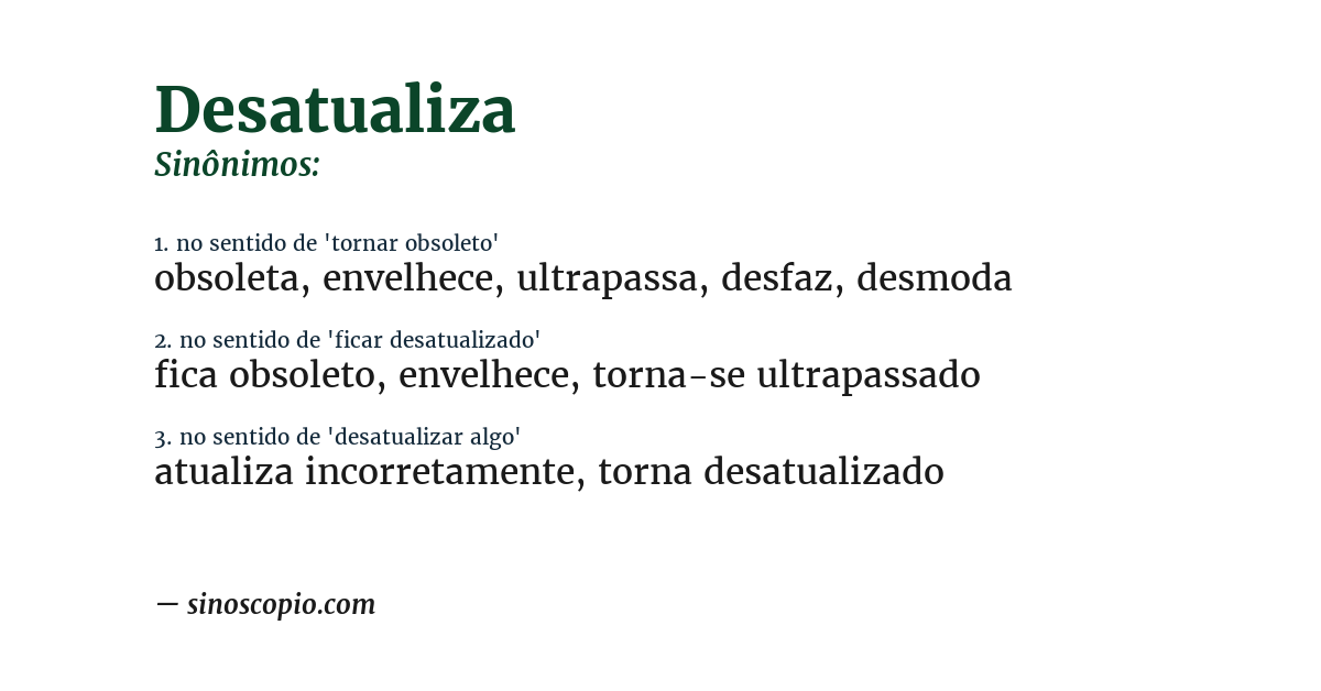 Sinônimo de desatualiza