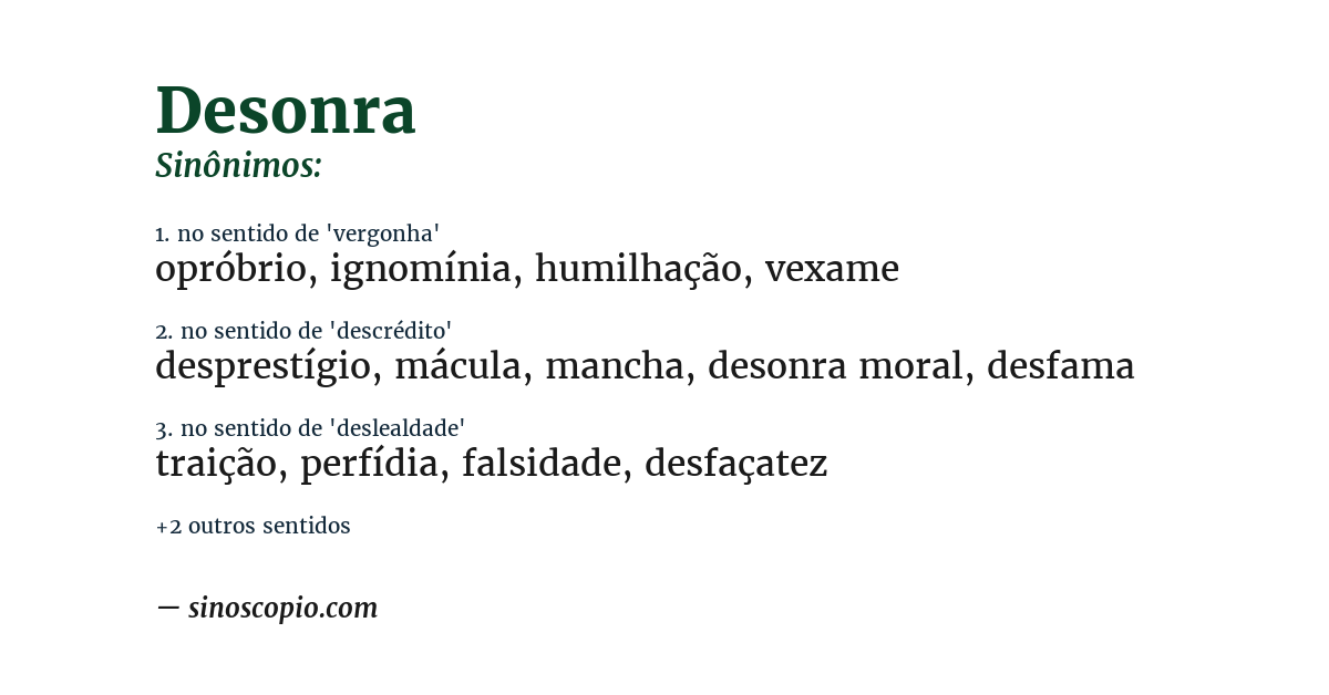 Sinônimo de desonra