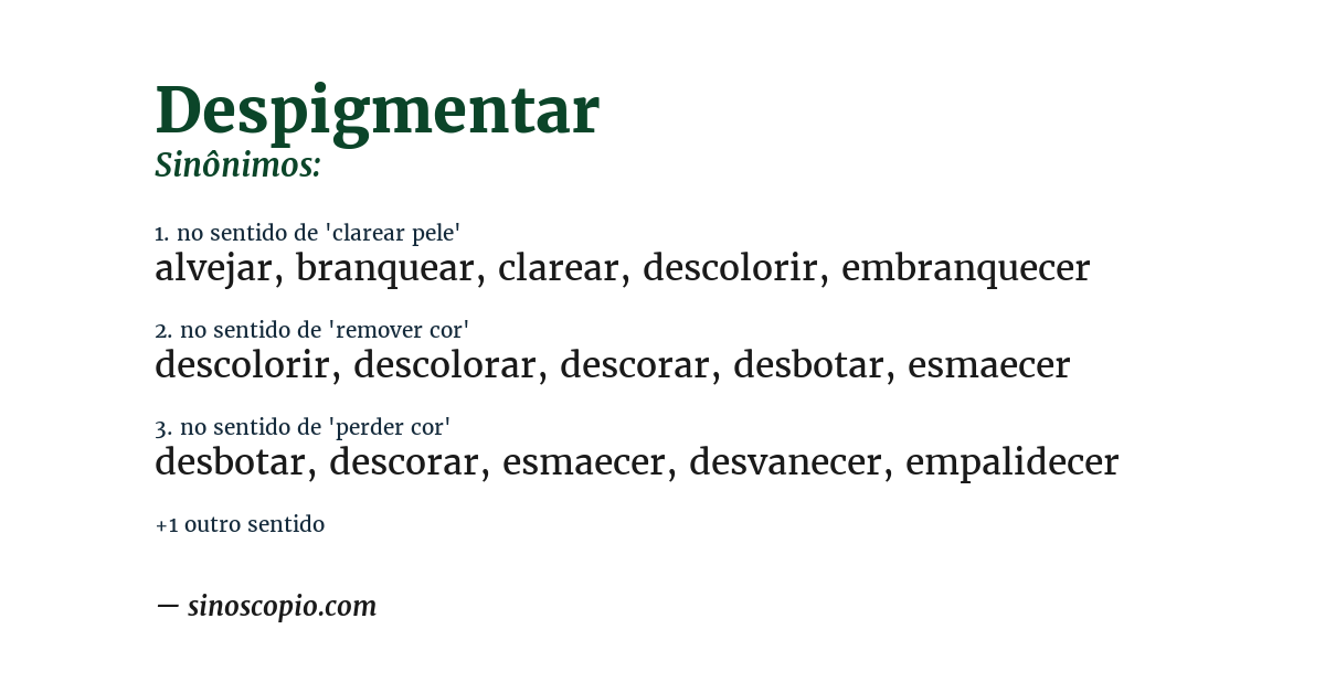 Sinônimo de despigmentar