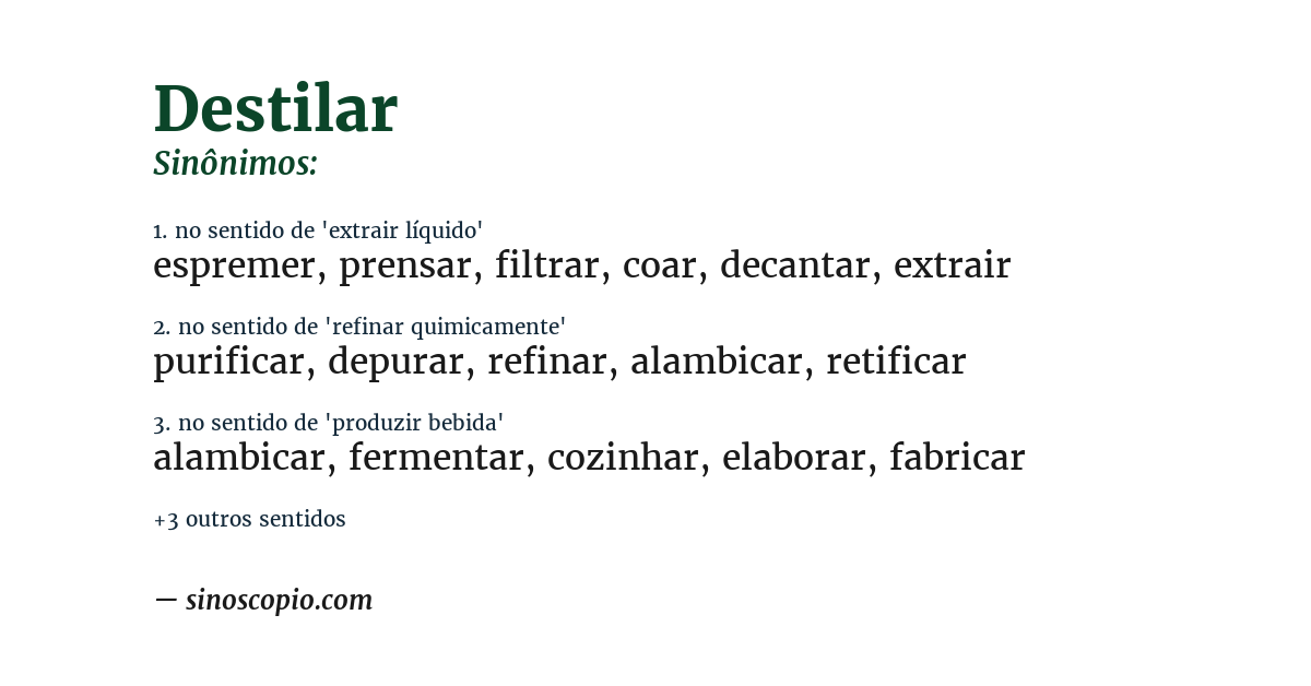 Sinônimo de destilar