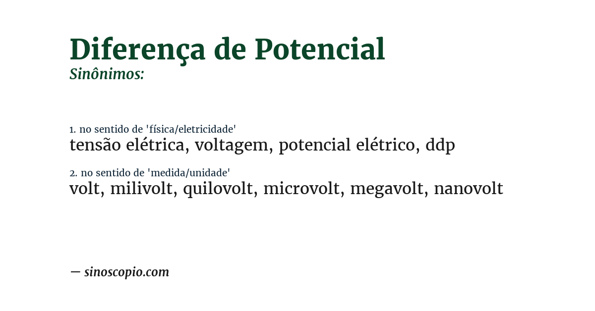 Sinônimo de diferença de potencial