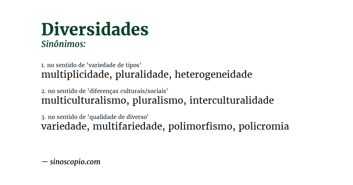 Sinônimo de diversidades