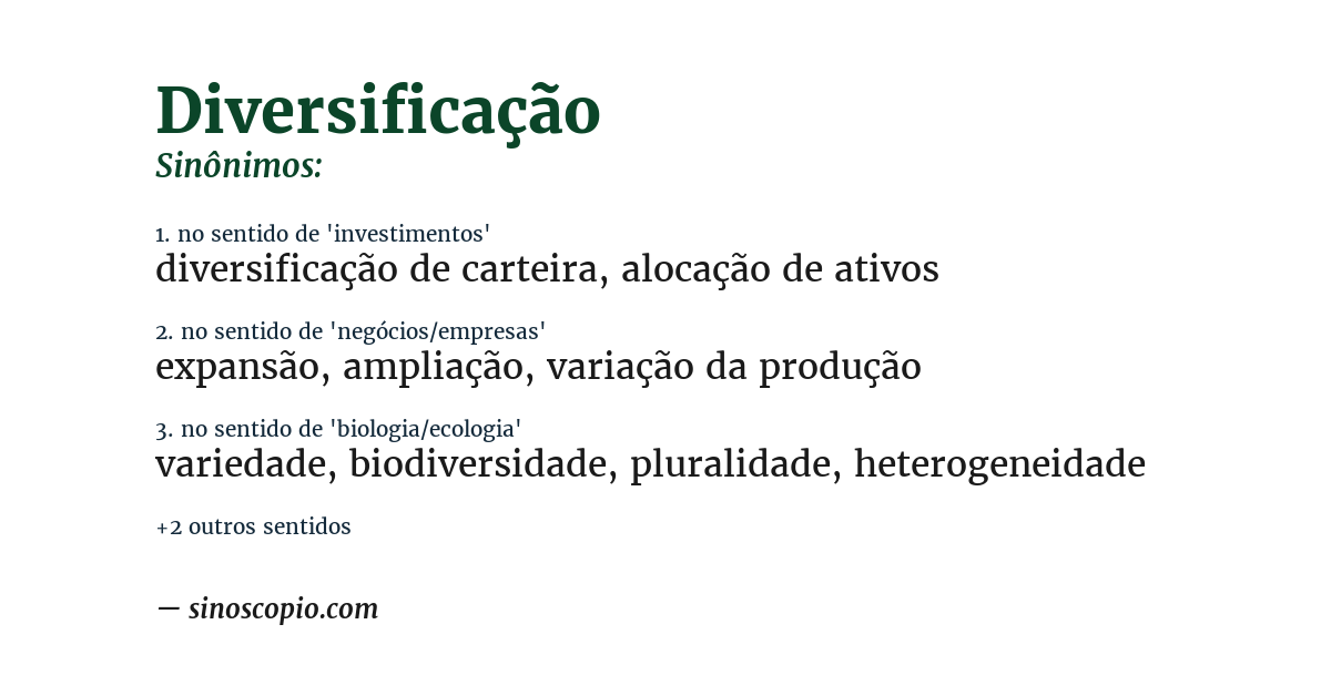 Sinônimo de diversificação