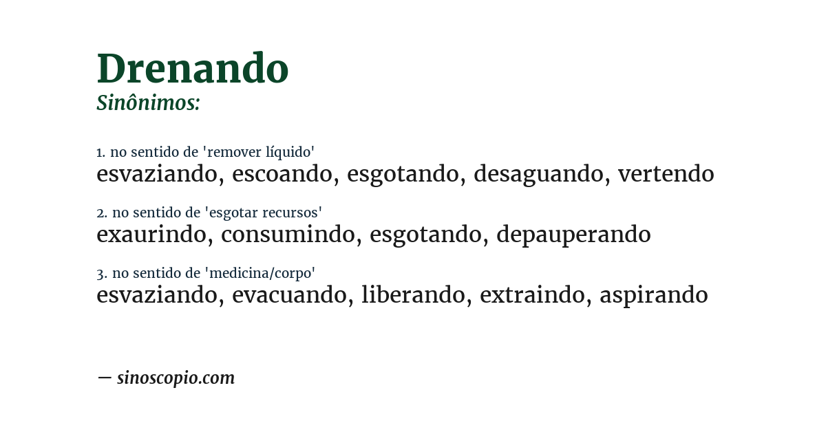 Sinônimo de drenando
