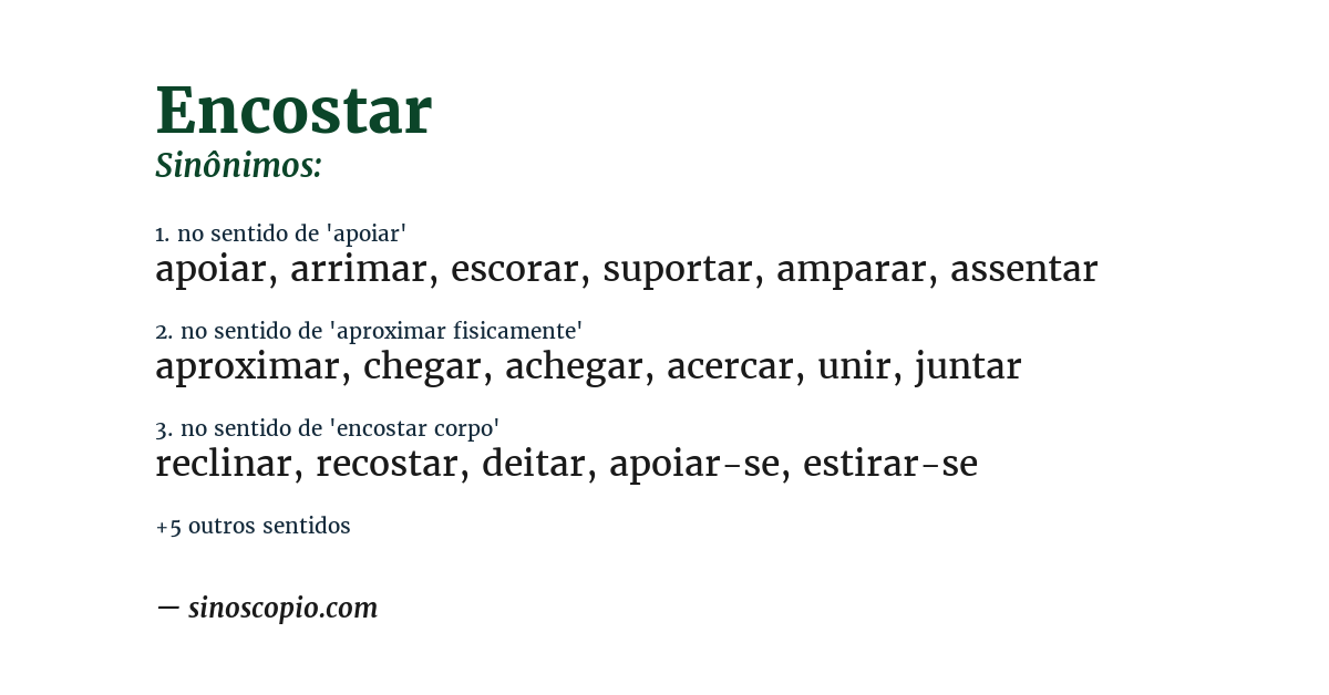 Sinônimo de encostar