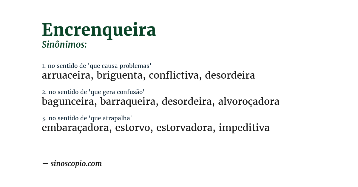 Sinônimo de encrenqueira