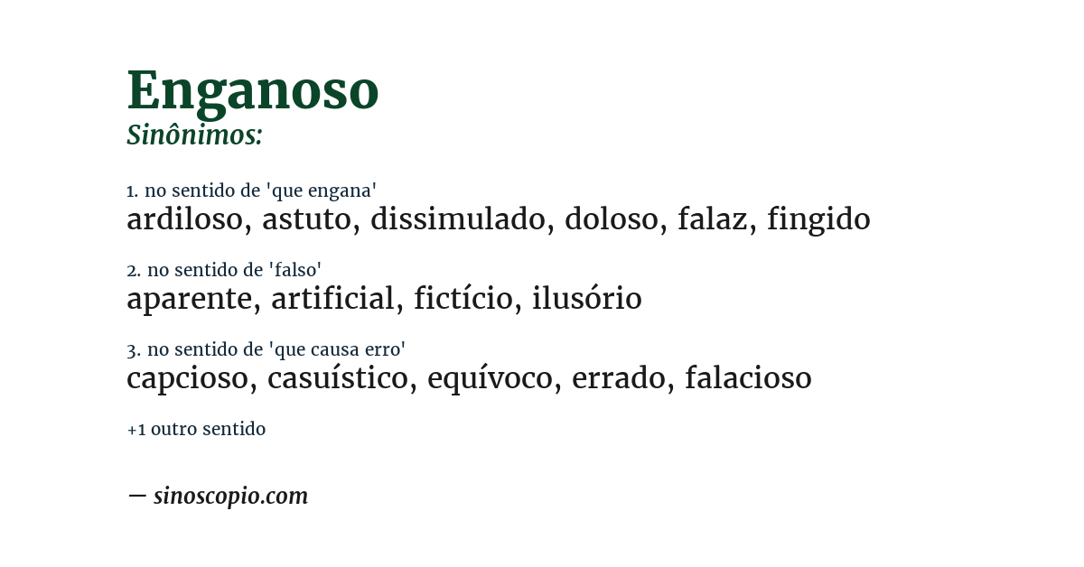 Sinônimo de enganoso