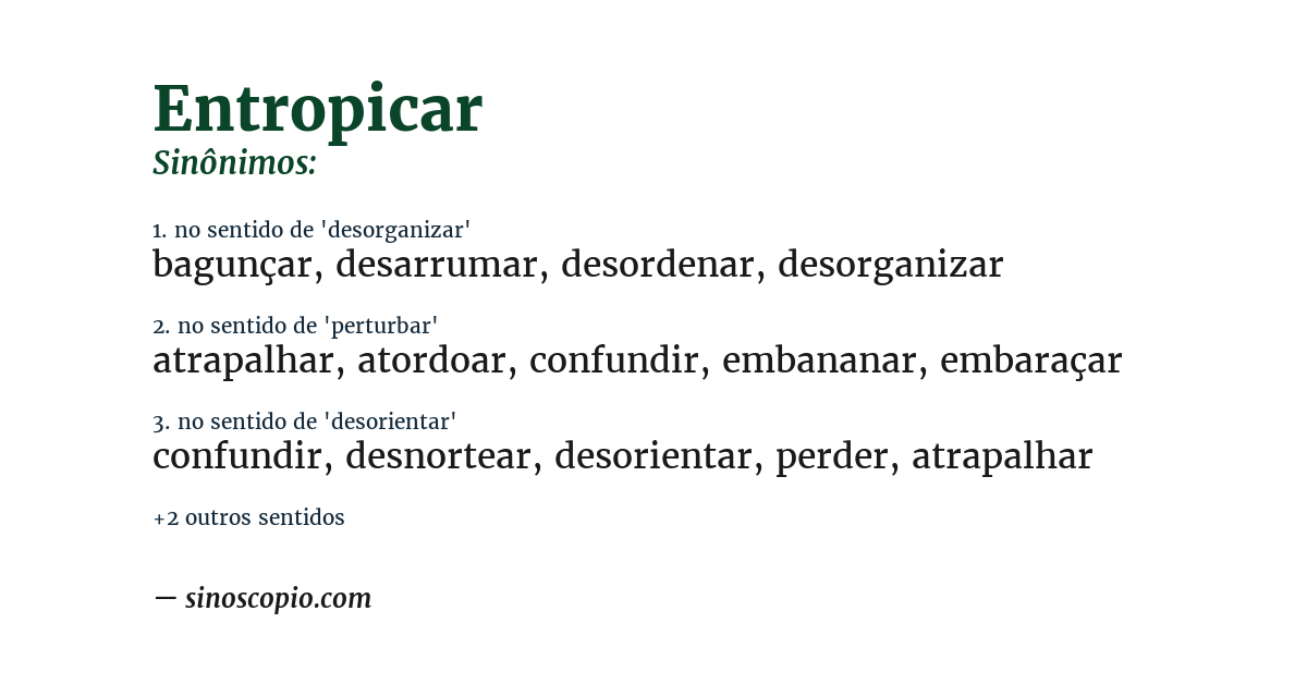 Sinônimo de entropicar