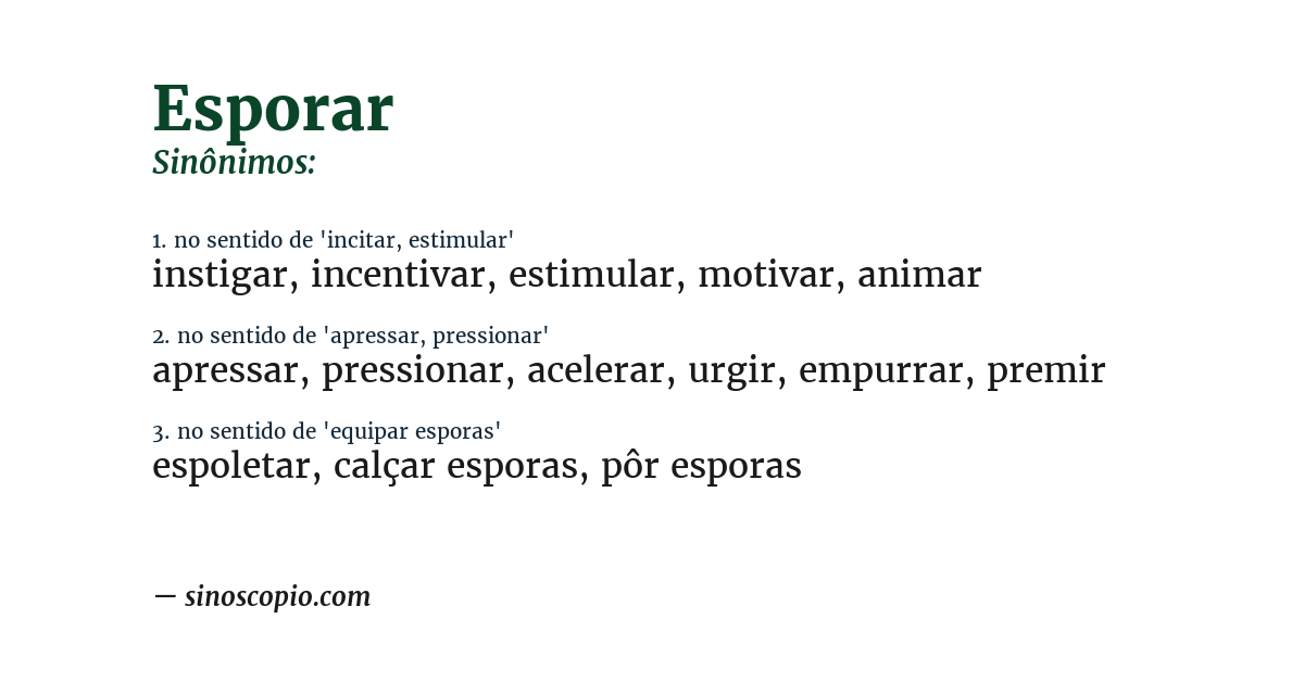 Sinônimo de esporar