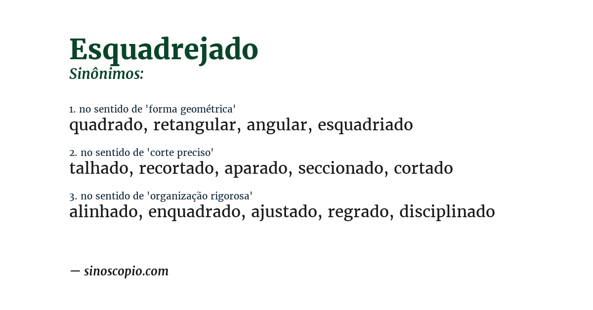 Sinônimo de esquadrejado