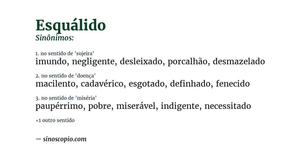 Sinônimo de esquálido