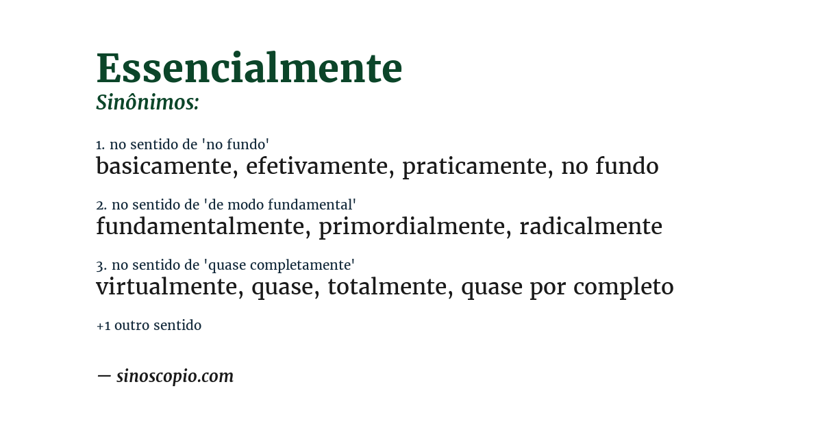 Sinônimo de essencialmente