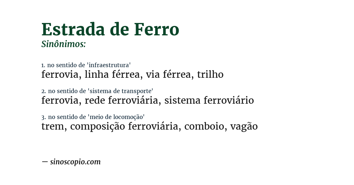Sinônimo de estrada de ferro