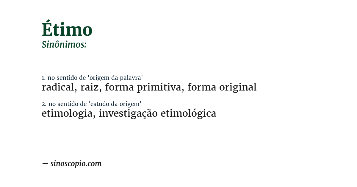 Sinônimo de étimo