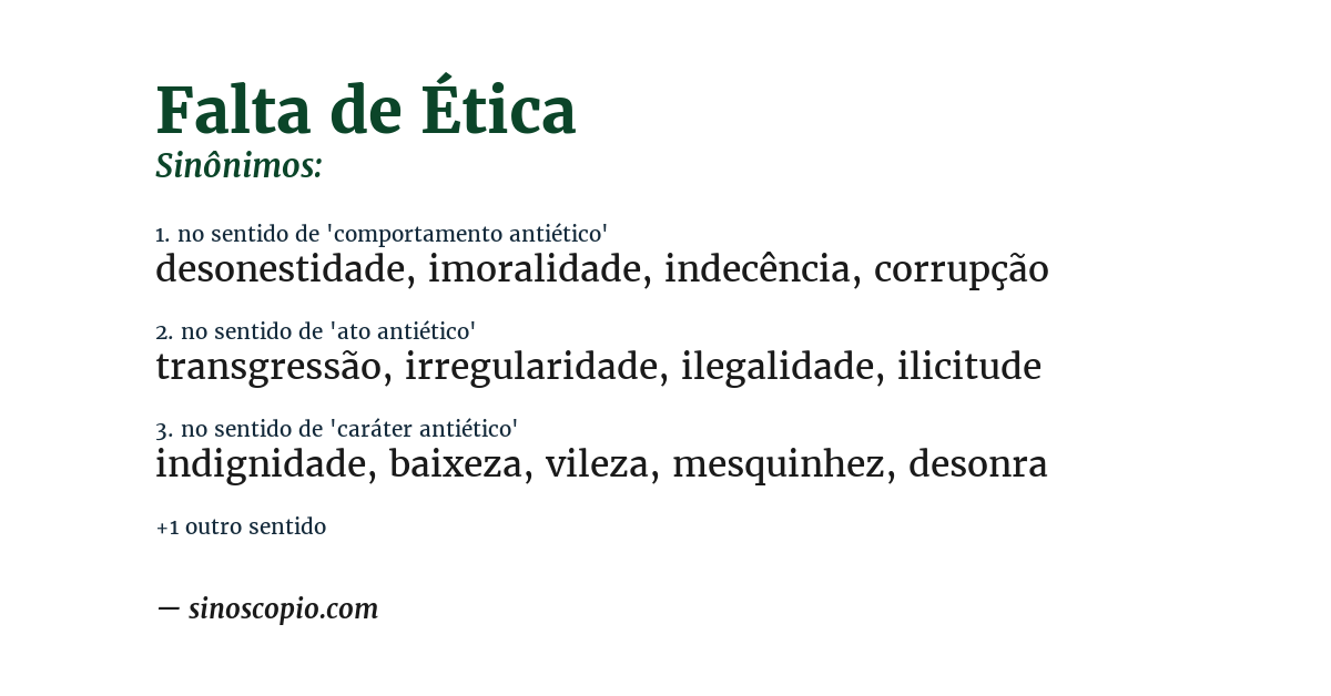 Sinônimo de falta de ética