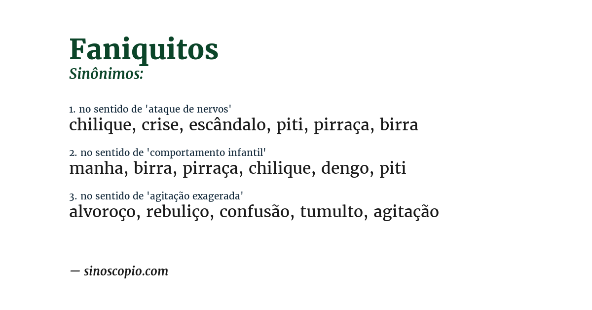 Sinônimo de faniquitos