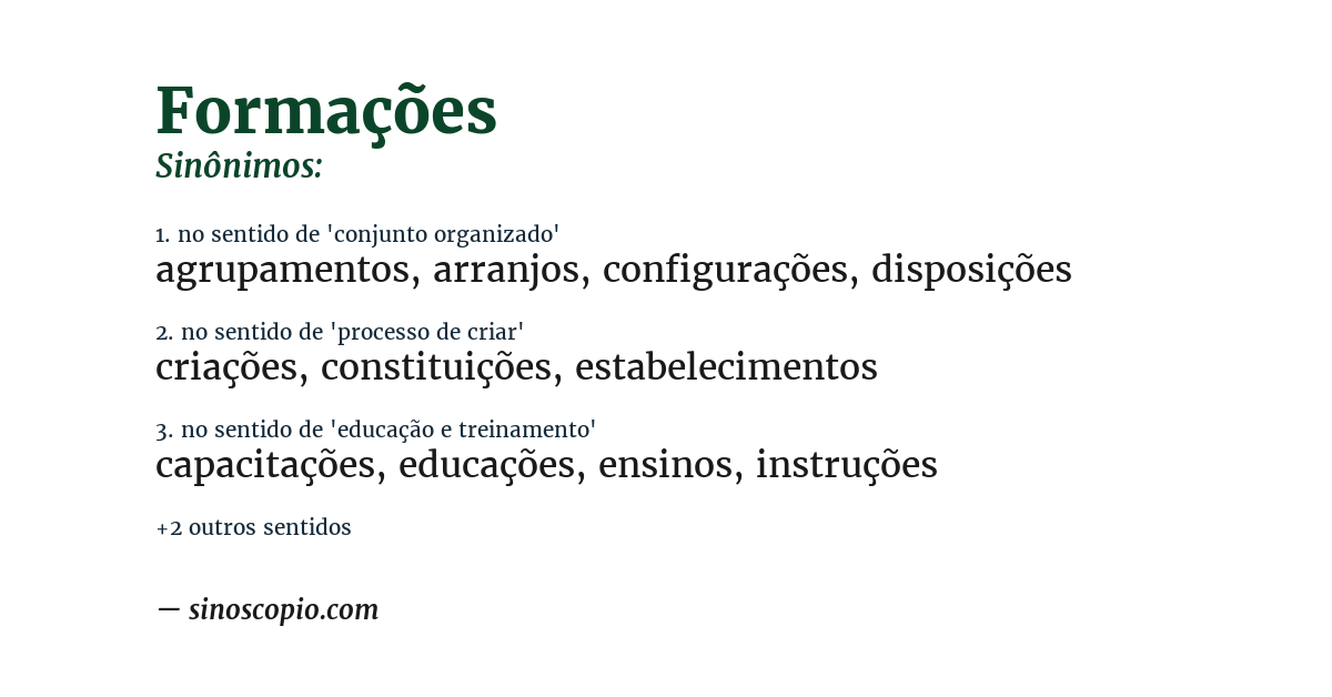 Sinônimo de formações