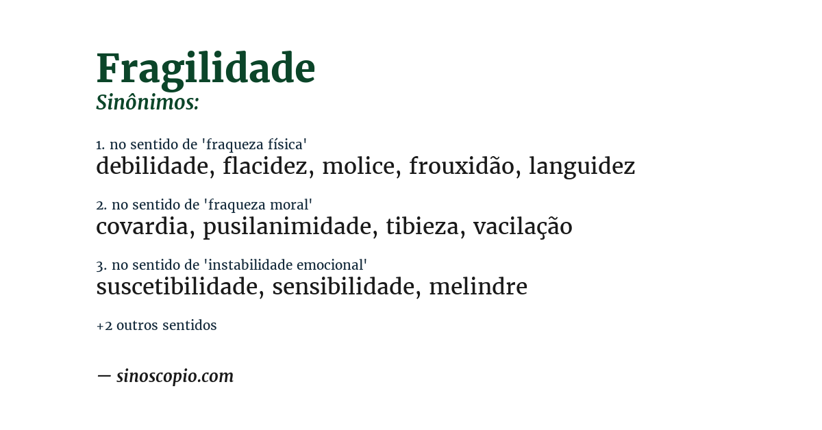 Sinônimo de fragilidade