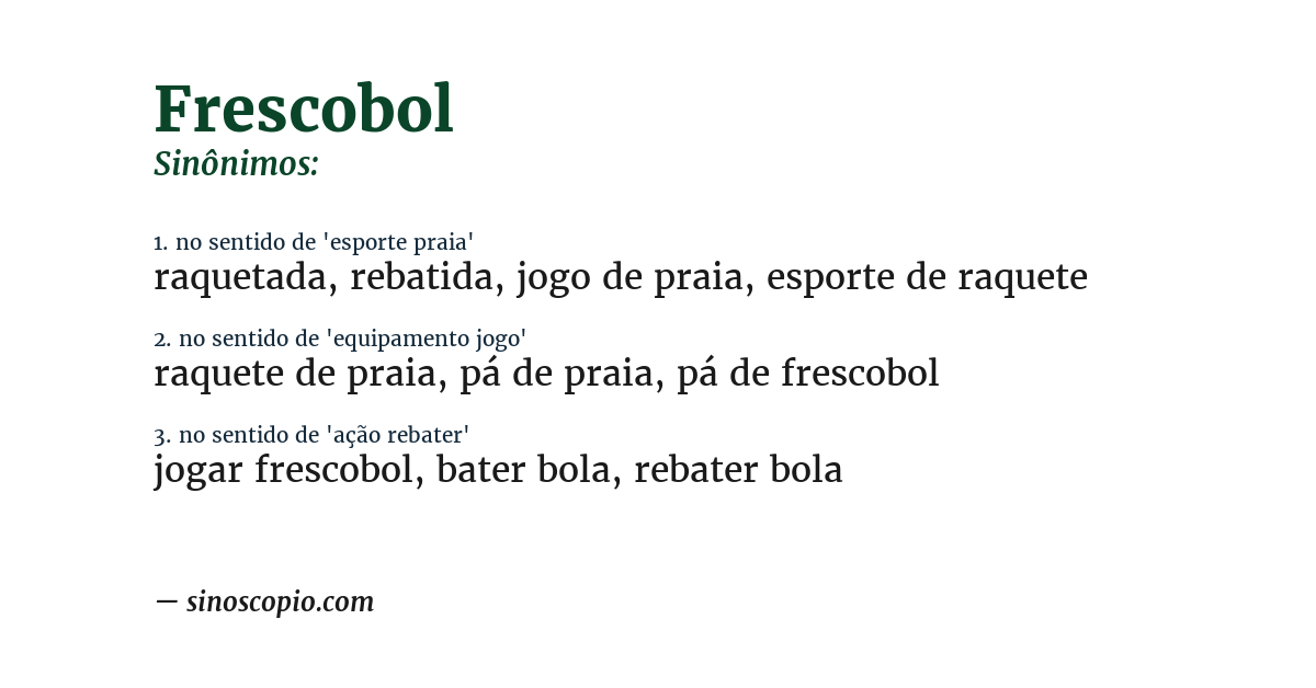 Sinônimo de frescobol
