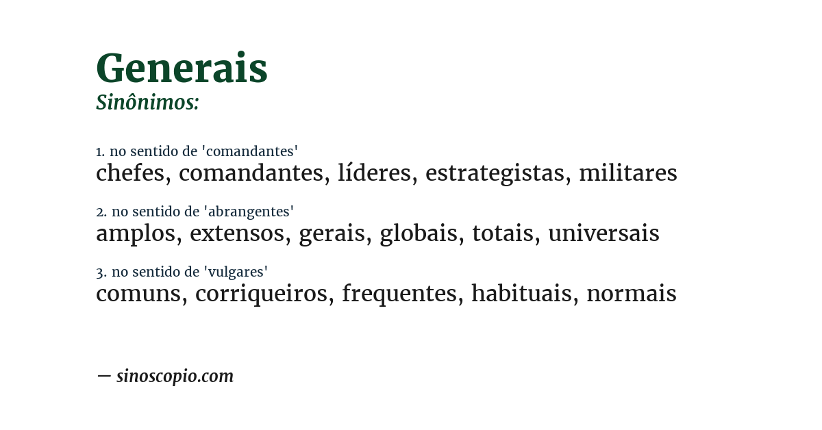 Sinônimo de generais