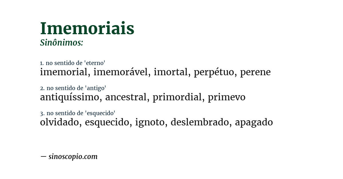 Sinônimo de imemoriais