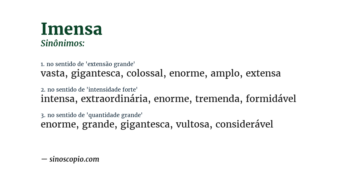 Sinônimo de imensa